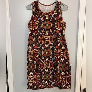 💗 Tribal print bodycon dress from xhileration, size large, purple/red/tan